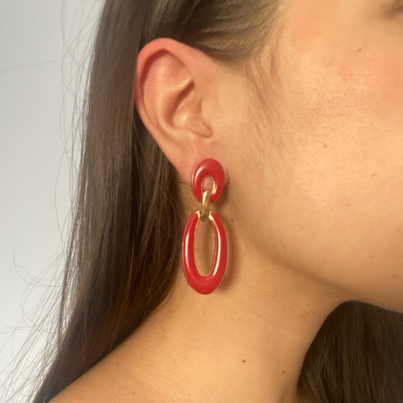 Red Vintage Costume Earrings - Picture 3 of 3